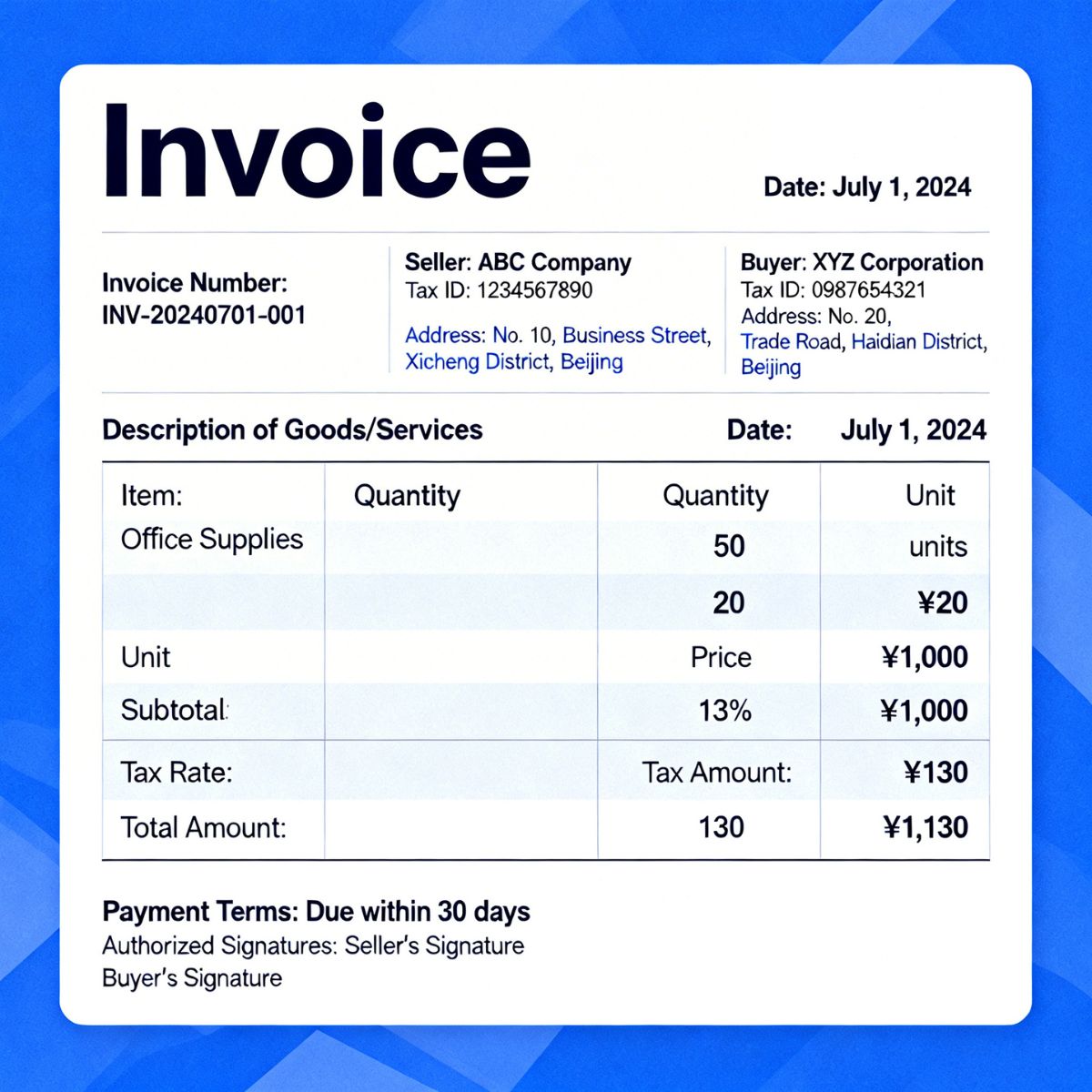 mentions obligatoires facture